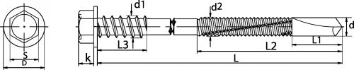 Vis autoperceuses tête hexagonale embase / Hexagon head with flange seilf drilling screws