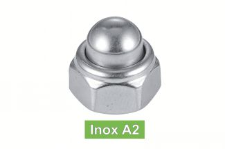 Ecrous borgnes autofreinés bague nylon inox A2 / Prevailing torque type cap nuts with nylon insert