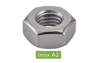 Ecrous hexagonaux pas à gauche inox A2 / Hexagon nuts left hand thread