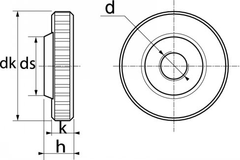 Ecrous moletés type bas / Knurled thumb nuts thin type