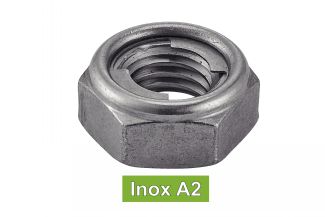 Ecrous hexagonaux indésserable bague métal inox A2 / Hexagon locknuts with metal insert