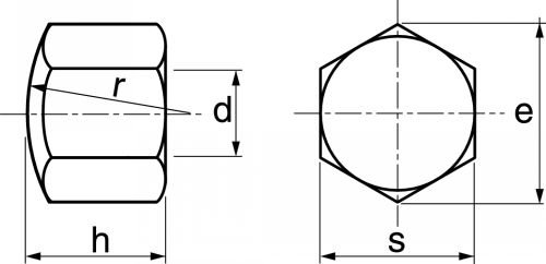 Ecrous borgnes hexagonaux bas / Hexagon thin cap nuts