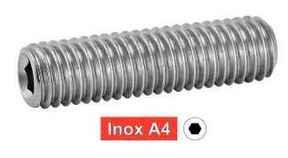Vis sans tête six pans creux bout plat inox A4 / Hexagon socket set screws flat point