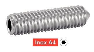 Vis sans tête six pans creux bout pointeau inox A4 / Hexagon socket set screws cone point