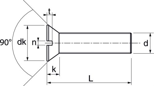 Vis métaux tête fraisée fendue / Slotted countersunk head machine screws