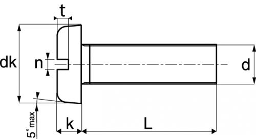 Vis à métaux tête cylindrique large fendue / Slotted pan head machine screws