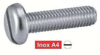 Vis à métaux tête cylindrique large fendue inox A4 / Slotted pan head machine screws