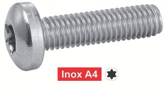 Vis à métaux tête cylindrique six lobes inox A4 / Six lobe pan head machine screws
