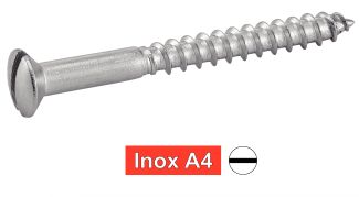 Vis à bois tête fraisee bombee fendue inox A4 / Slotted countersunk wood screws