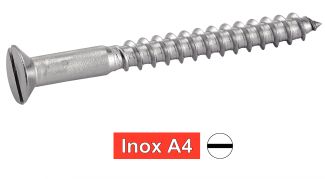 Vis à bois tête fraisee fendue inox A4 / Slotted countershunk head wood screws