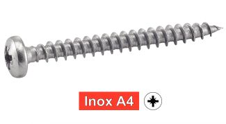 Vis agglomere tête cylindrique pozidrive inox A4 / Pozidrive pan head chipboard screws