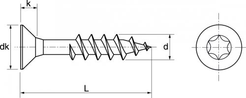 Vis pour agglomere tête fraisee six lobes