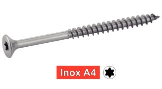 Vis pour agglomere tête fraisee six lobes inox A4 / Six lobe countersuk head chipboard screws