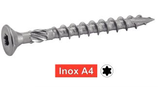 Vis pour bois tendre tête fraisee six lobes inox A4 / Six lobe countersunk head facade screws
