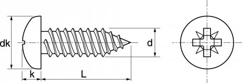 Vis à tôle tête cylindrique large pozidrive / Pozidrive pan head self tapping screws forme C