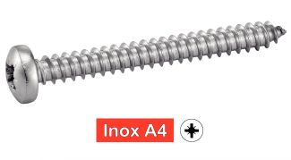 Vis à tôle tête cylindrique large pozidrive inox A4 / Pozidrive pan head self tapping screws forme C
