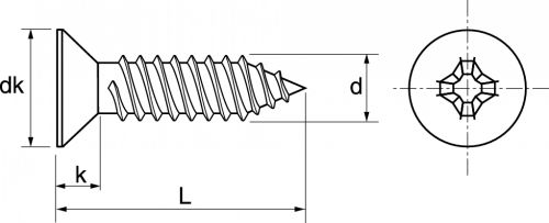 Vis à tôle tête fraisée phillips / Phillips countersunk head self tapping screws forme C