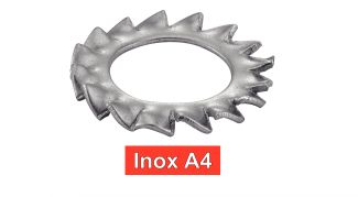 Rondelles inox éventail à dentures extérieures AZ inox A4 / Serrated external teeth lock washers