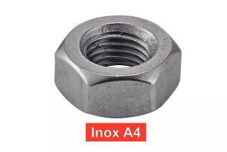 Ecrous hexagonaux filetage métrique pas fin inox A4 / Hexagon nuts metric fine pitch