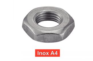 Ecrous bas hexagonaux filetage métrique pas fin inox A4 / Hexagon thin nuts metric fine pitch thread