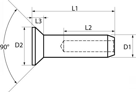 Terminaison tête fraisée plate à sertir