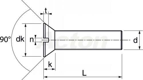 Senkschrauben mit schlitz (Zeichnung)