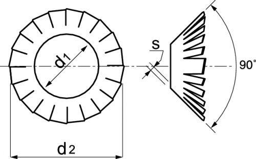 Rondelles éventail AZV / Serrated lock washers external teeth concave type AZV