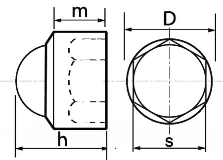 Cache écrou hexagonal