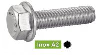 Vis à métaux tête hexagonale à embase crantée inox A2 / Hexagon head machine screw with serrated flange