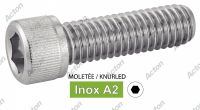 Vis &agrave; m&eacute;taux t&ecirc;te cylindrique six pans creux inox A2 molet&eacute;e