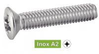 Vis à métaux tête fraisée bombée pozidrive inox A2 / Pozidrive raised countersunk head machine screws