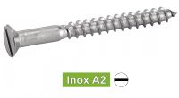 Vis à bois tête fraisee fendue inox A2 / Slotted countershunk head wood screws