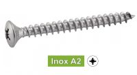 Vis agglomere tête fraisee bombee pozidrive inox A2 / Pozidrive raised countersunk head chipboard screws