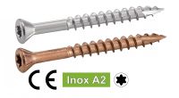 Vis terrasse inox tête fraisee reduite six lobes Inox A2 / Six lobe small countersunk head decking screws