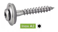 Vis à bois tête fraisee bombee six lobes inox A2 / Six lobe raised countersunk head screws + EPDM washer