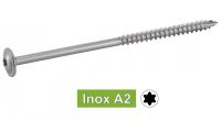 Vis de charpente tete plate large six lobes inox A2 / Six lobe truss head timber screw