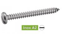 Vis à tôle tête cylindrique large fendue inox A2 / Slotted pan head self tapping screws forme C