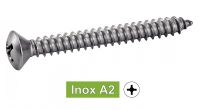 Vis à tôle tête fraisée bombée phillips inox A2 / Phillips raised countersunk head self tapping screws forme C