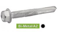 Vis autoperceuses tête hexagonale embase BI-METAL / Inox A2 - Hexagon head with flange self drilling screws