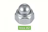 Ecrous borgnes autofreinés bague nylon inox A2 / Prevailing torque type cap nuts with nylon insert