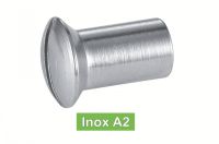 Ecrous relieurs fraisés bombés fendus inox A2 / Slotted raised countersunk head sleeve nuts