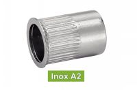 Ecrous crantés à sertir tête affleurante inox A2 / Knurled rivet nuts