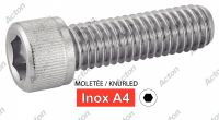 Vis &agrave; m&eacute;taux t&ecirc;te cylindrique six pans creux inox A4 molet&eacute;e