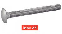 Vis à métaux tête ronde collet carré inox A4 / Mushroom head square neck bolts