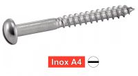 Vis à bois tête ronde fendue inox A4 / Slotted round head wood screws