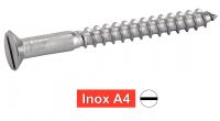 Vis à bois tête fraisee fendue inox A4 / Slotted countershunk head wood screws