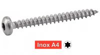 Vis agglomere tête cylindrique six lobes inox A4 / Six lobe pan head chipboard screws