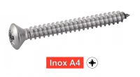 Vis à tôle tête fraisée bombée pozidrive inox A4 / Pozidrive raised countersunk head self tapping screws forme C