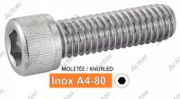 Vis &agrave; m&eacute;taux t&ecirc;te cylindrique six pans creux inox A4-80 molet&eacute;e
