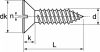 Blechschrauben mit senkkopf und schlitz forme c (Zeichnung)
